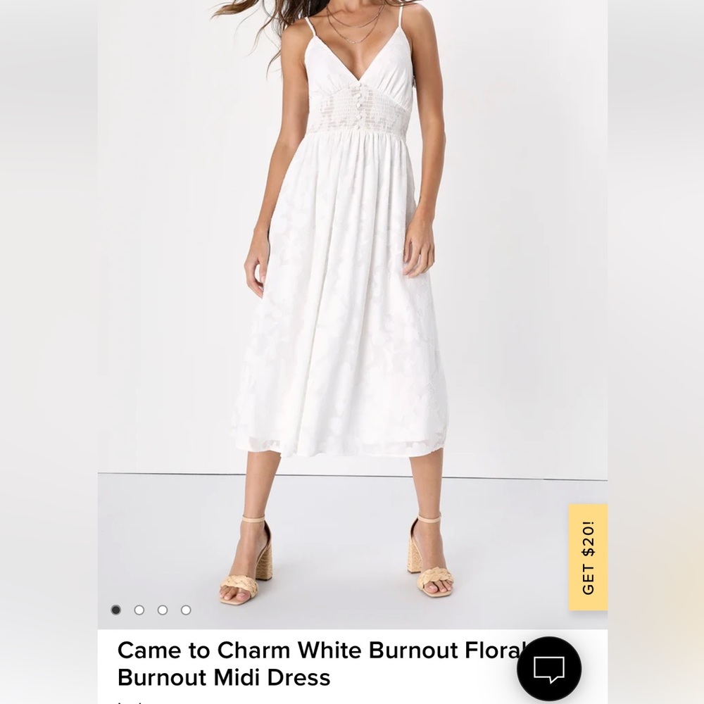 Lulus cami white floral burnout dress